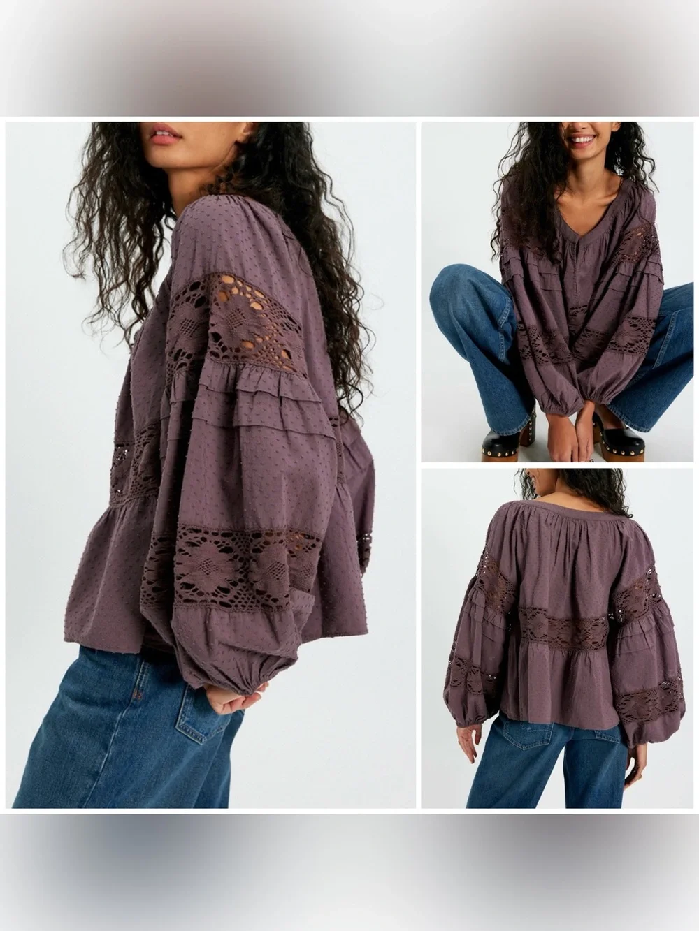 NWT Free People Elsie Blouse - rural ground brown - small
